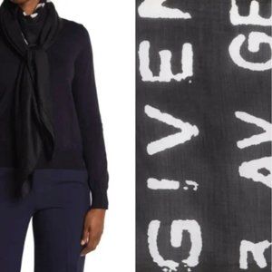 Givenchy Printed Silk & Wool Blend Scarf Black Never Worn